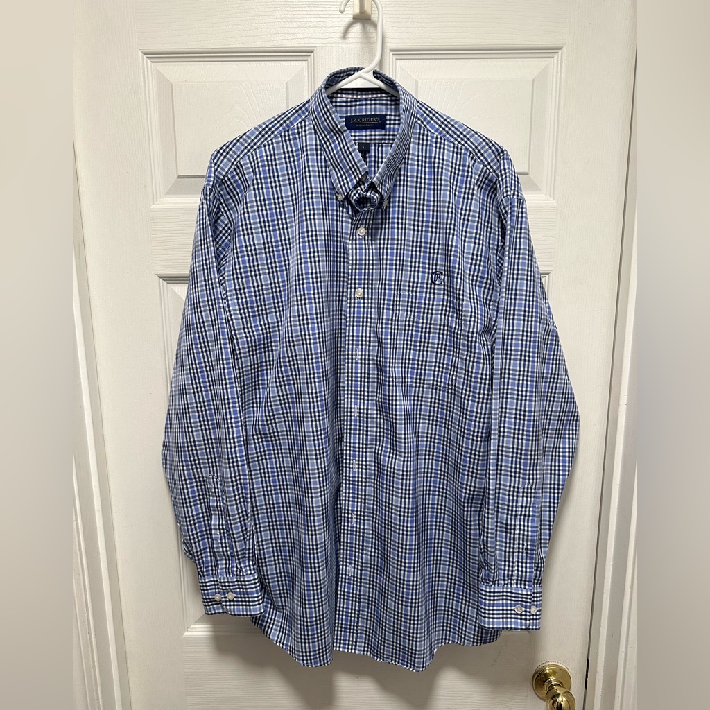 White And Blue Plaid Button Down